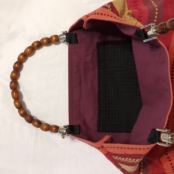 Striped bead handle day purse - Picture 3 of 5